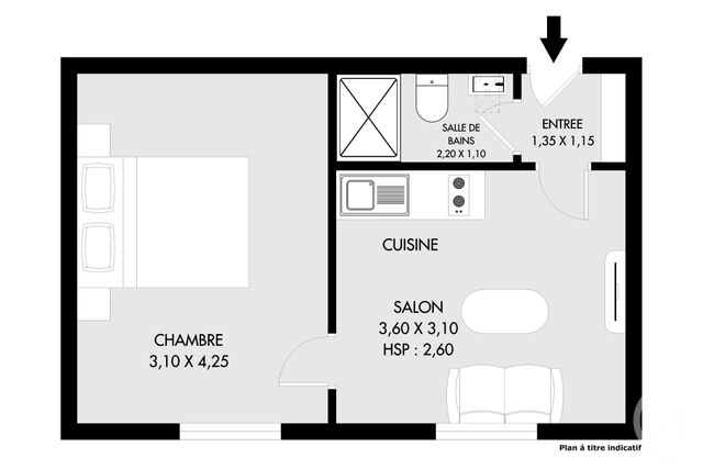 Appartement F2 à vendre - 2 pièces - 26.0 m2 - PARIS - 75020 - ILE-DE-FRANCE - Century 21 Saint-Fargeau