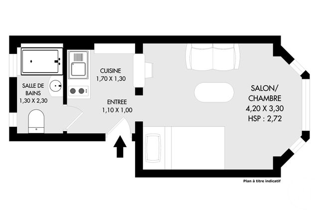 Appartement F1 à vendre - 1 pièce - 19.35 m2 - PARIS - 75019 - ILE-DE-FRANCE - Century 21 Saint-Fargeau