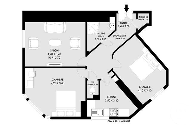 Appartement F3 à vendre - 3 pièces - 53.0 m2 - PARIS - 75020 - ILE-DE-FRANCE - Century 21 Saint-Fargeau
