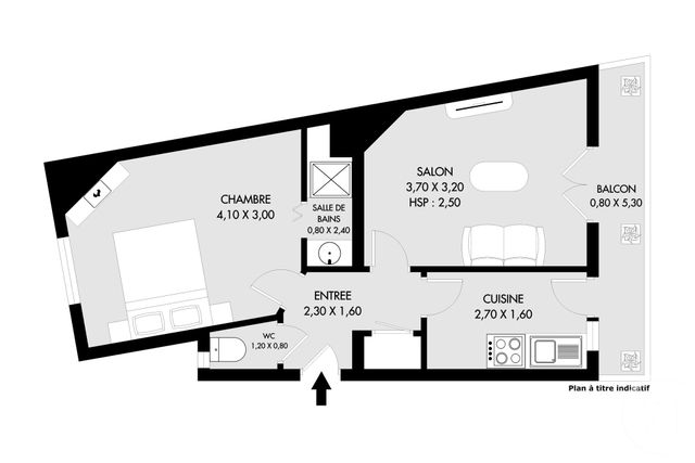 Appartement F2 à vendre - 2 pièces - 34.74 m2 - PARIS - 75020 - ILE-DE-FRANCE - Century 21 Saint-Fargeau