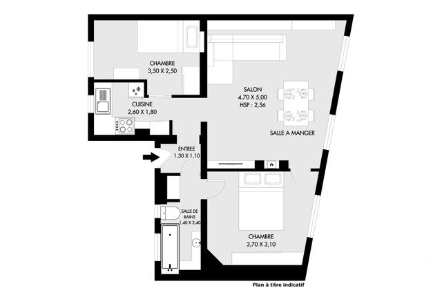 Appartement F3 à vendre - 3 pièces - 51.0 m2 - PARIS - 75020 - ILE-DE-FRANCE - Century 21 Saint-Fargeau