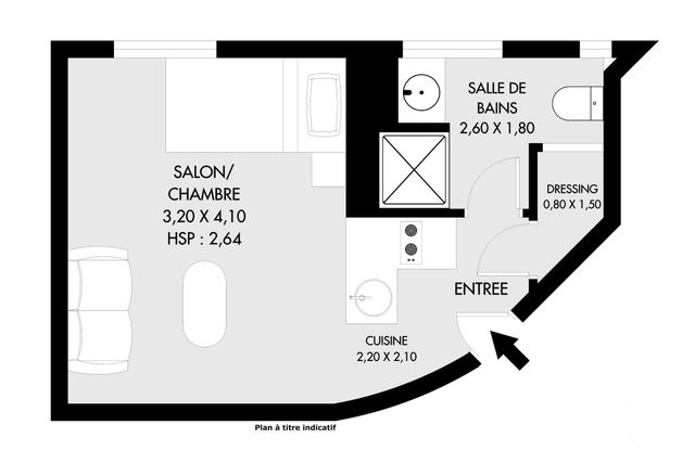 Appartement F1 à vendre - 1 pièce - 18.55 m2 - PARIS - 75020 - ILE-DE-FRANCE - Century 21 Saint-Fargeau